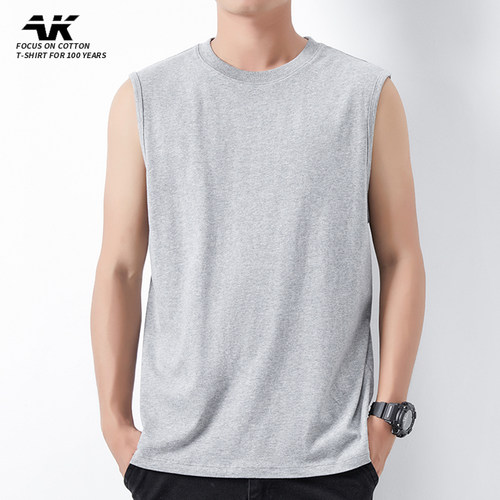 美式无袖t恤男夏季薄款宽松坎肩男装运动健身篮球砍袖背心男上衣 - 封面