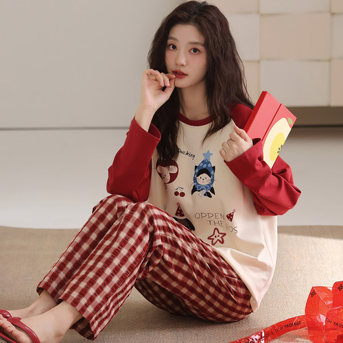 卡之恋纯棉加厚睡衣女春秋冬长袖