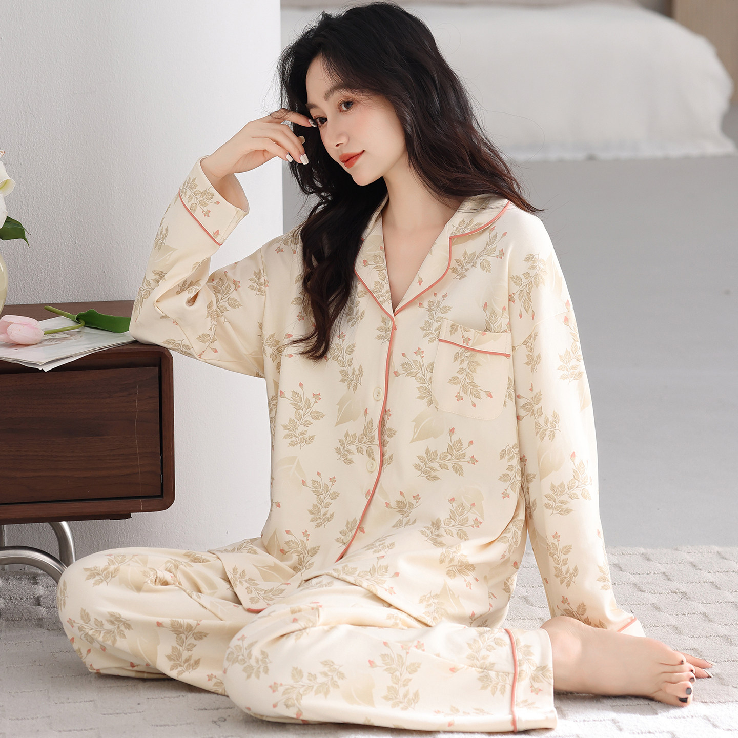 卡之恋女士纯棉睡衣春秋长袖长裤
