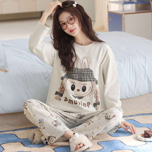 卡之恋纯棉加厚睡衣女春秋冬长袖