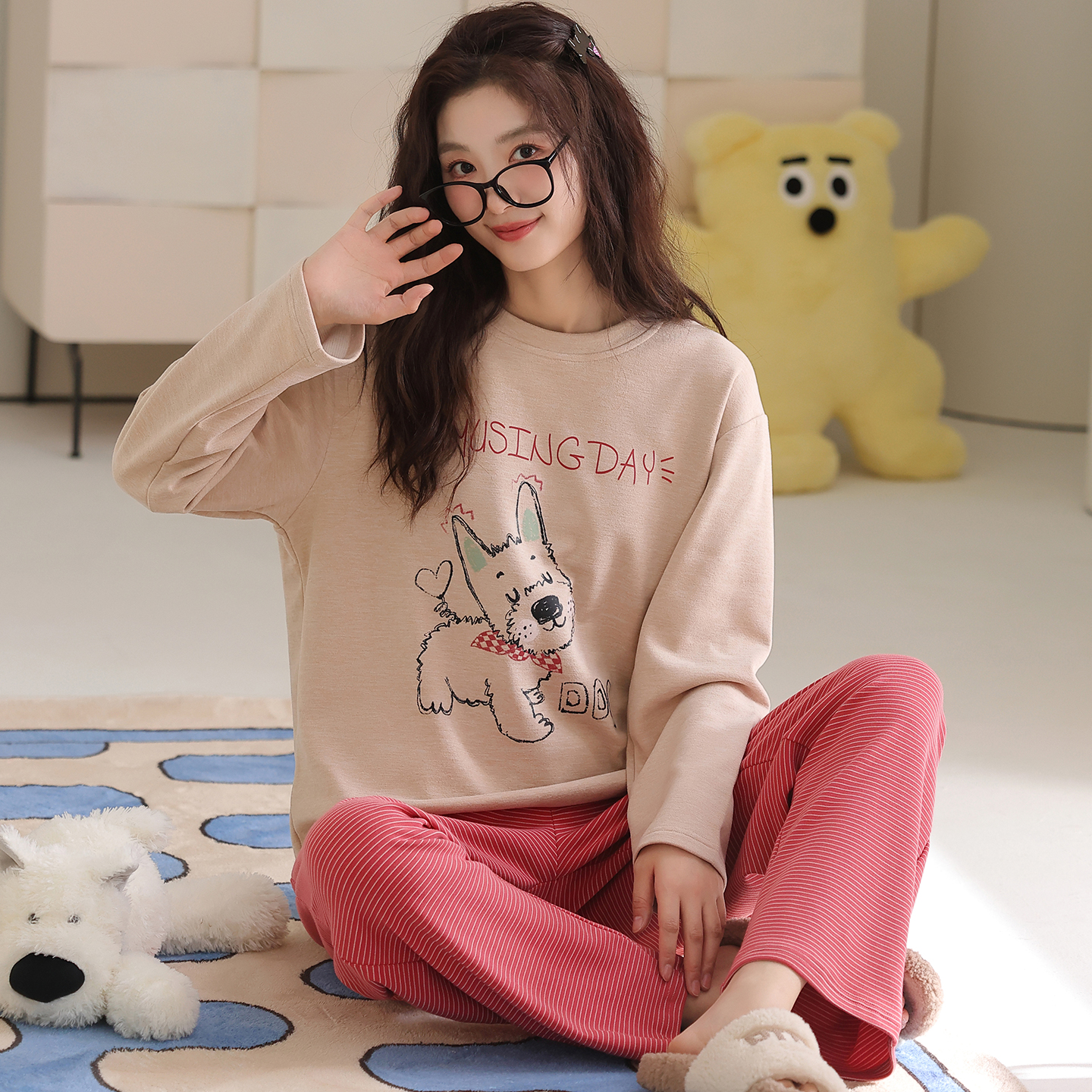 卡之恋睡衣女秋冬季德绒加厚羊绒