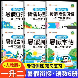 小学一年级下册升二年级上册教材辅导资料同步作文阅读理解口算字帖黄冈应用题 暑假作业一升二衔接1升2全套语文数学专项训练人教版