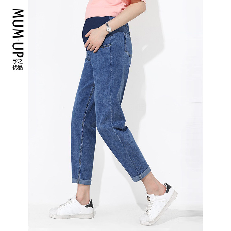 孕之优品孕妇牛仔裤春秋外穿托腹裤2024新款大码直筒孕妇裤子春装
