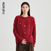 春装 孕妇毛衣新年红色上衣针织衫 洋气百搭宽松春秋孕妇装 新品