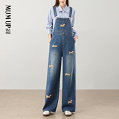 孕之优品孕妇牛仔背带裤 穿搭 孕妇装 春秋2026新款 腊肠狗刺绣孕妇裤