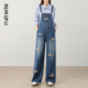 孕之优品孕妇牛仔背带裤 穿搭 孕妇装 春秋2026新款 腊肠狗刺绣孕妇裤