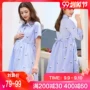 Bà bầu mặc váy hè 2019 thời trang mới cho con bú quần áo cotton ngắn tay váy bà bầu váy hè - Áo thai sản shop đồ bầu