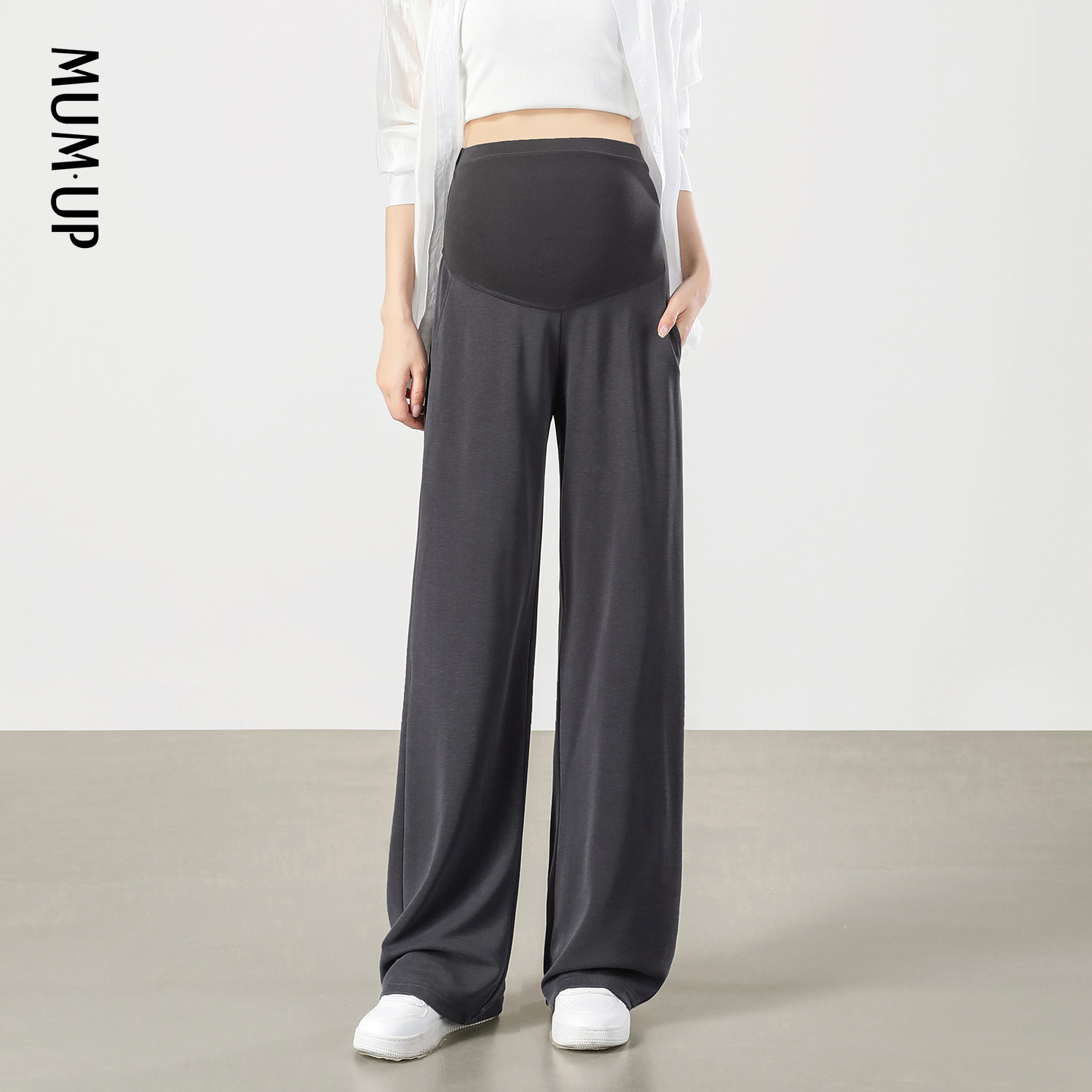孕之优品铜氨丝孕妇裤春款孕期托腹不勒肚垂感显瘦孕妇阔腿裤春秋