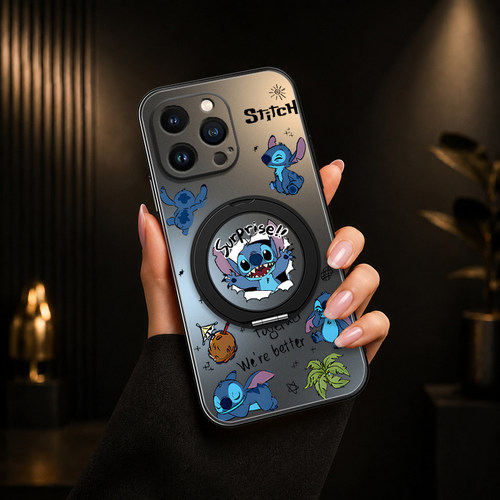 适用苹果18pro手机壳新款华为mate80p哑光AG新款小米17全包vivoS60防摔磁吸支架OPPO卡通荣耀500男款史迪仔