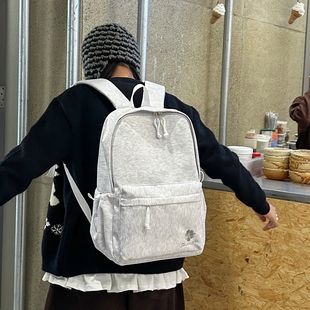 2026新款刺绣字母韩版百搭休闲简约双肩包小众设计感背包学生书包