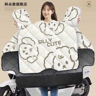 电动摩托车挡风被冬季女士保暖防寒罩电瓶车冬款加绒加厚四季通用