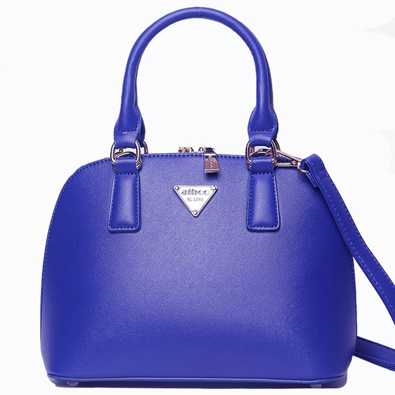 aiboo女包手提包贝壳包简约2020中号夏季新款深蓝色单肩斜跨包包