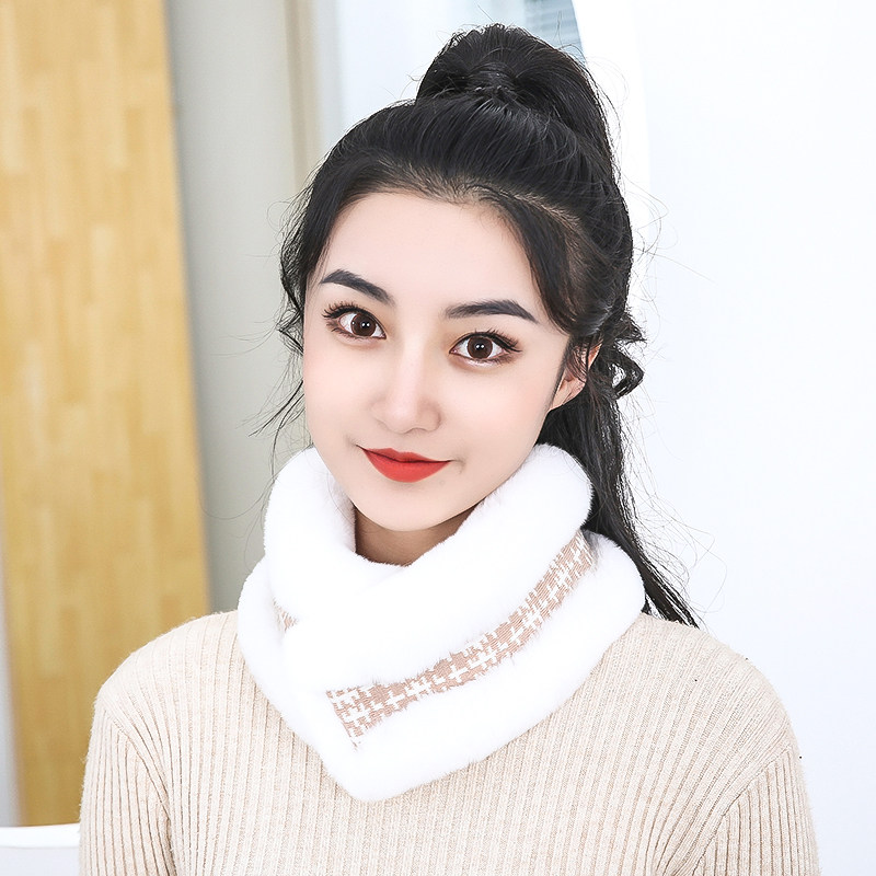 真獭兔毛围巾女冬季懒濑兔整皮皮草围脖双面保暖吸扣学生真毛领子
