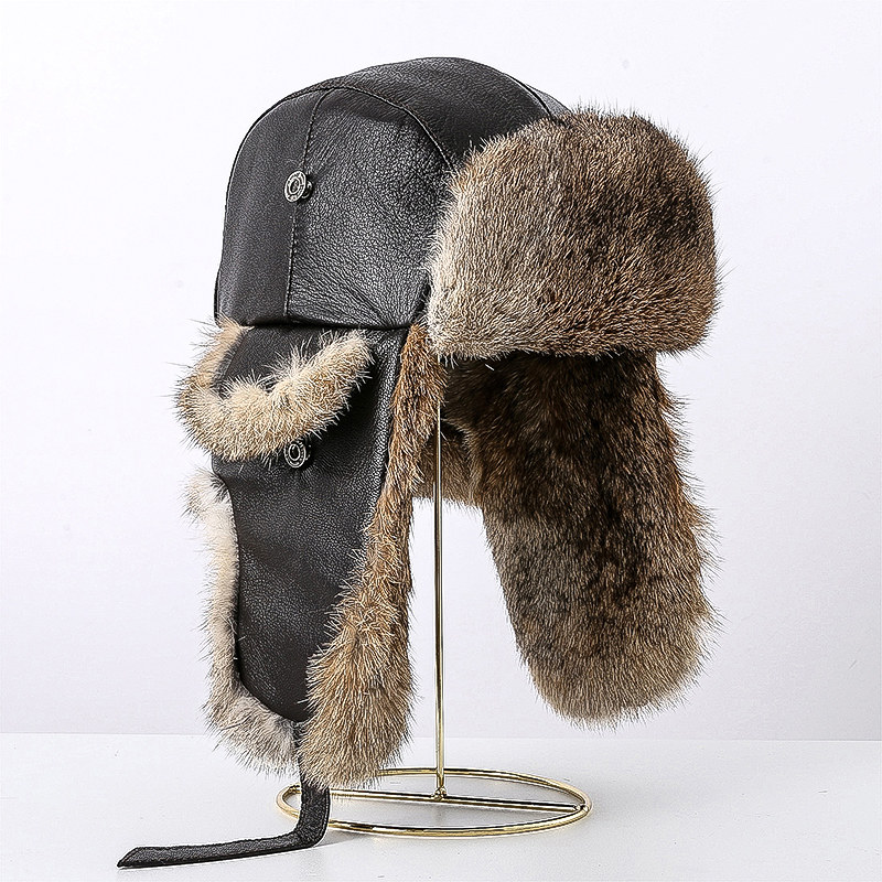 羊皮帽子真兔毛雷锋帽子男女冬季加厚保暖护耳东北防寒风皮滑雪帽