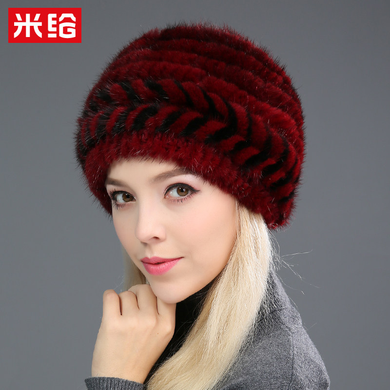 水貂毛帽子女冬季韩版中老年皮草帽户外加厚保暖护耳洋气妈妈奶奶