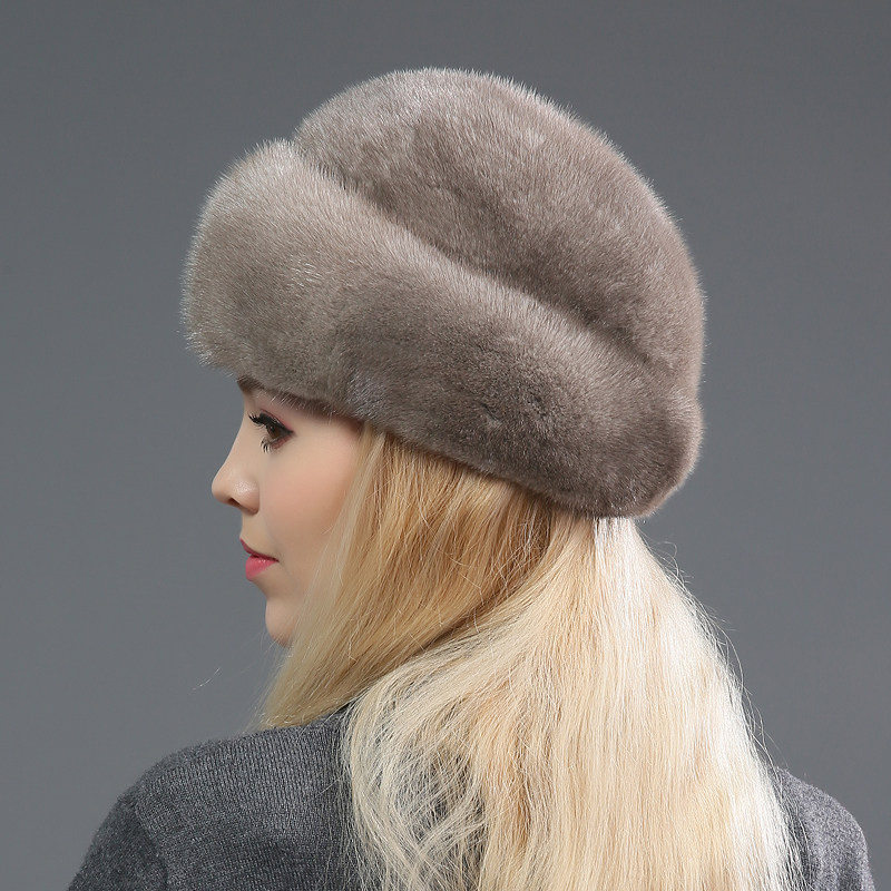 水貂毛帽子女冬季新款整貂包头贝雷帽保暖中老年妈妈真皮草帽韩版