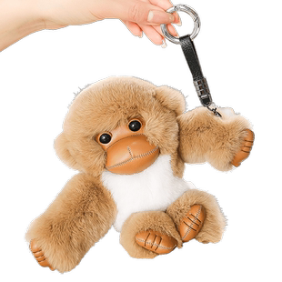 真獭兔毛小猴子汽车钥匙扣挂件ins可爱毛绒公仔玩偶书包挂饰礼物