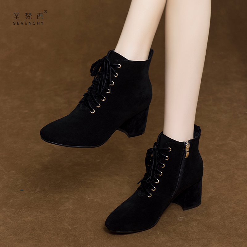 时尚羊反绒 舒适粗跟 气质百搭