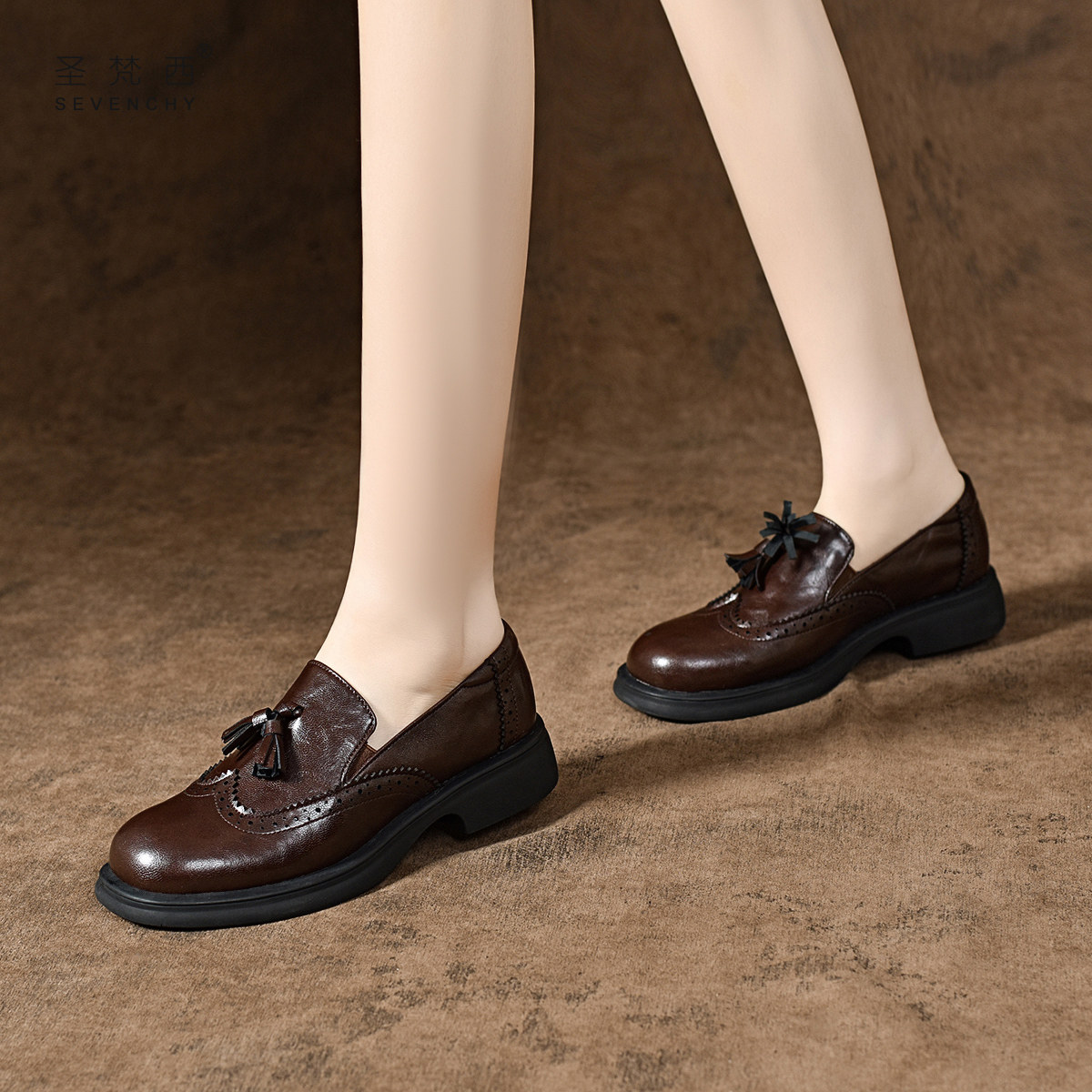 2025新款布洛克鞋软底平底单鞋女乐福鞋英伦风真皮女鞋雕花小皮鞋,女鞋,牛津鞋/布洛克鞋/德比鞋,淘宝优惠券,粉丝福利购,淘宝优惠卷