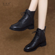 加绒棉鞋 2025新款 女靴子 41到43马丁靴平底短靴真皮鞋 冬季 大码 女鞋