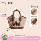 新年礼物TOUTOU原创设计小狗手提菜篮子包可爱水桶包单肩斜挎包女
