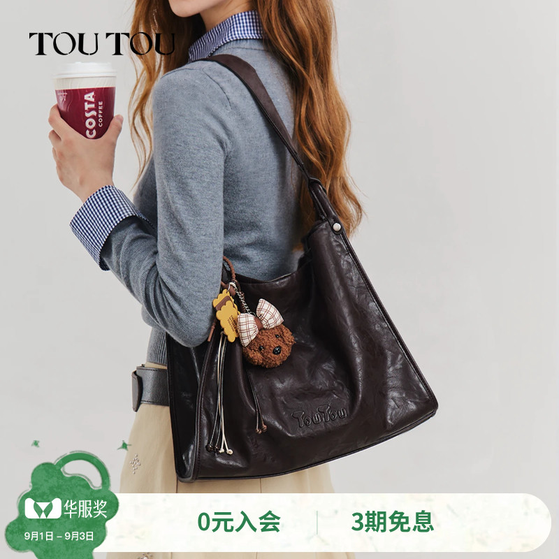 TOUTOU肉松狗托特包棕色单肩包包图片
