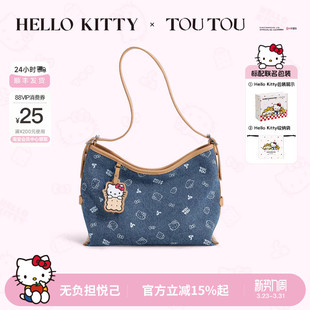 生日礼物TOUTOUhellokitty凯蒂猫牛仔托特包大容量哈喽kt斜挎包