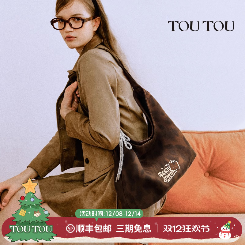 TOUTOU2025新款豹纹帆布托特包大容量电脑包通勤百搭松弛腋下包女