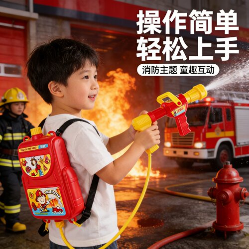 消防背包水枪儿童玩具戏水抽拉式大容量书包滋呲水枪男女孩泼水节