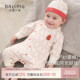 新生儿婴儿连体衣春季 纯棉哈衣过年新年服春秋宝宝满月百天衣服