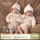 婴儿包屁衣秋冬新生儿三角哈衣绑带和尚服连体衣加厚保暖宝宝衣服