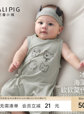巴厘小猪宝宝连体衣夏季无袖衣服