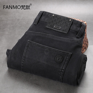 秋冬厚款莱赛尔棉抗皱免烫四面弹舒搭内里磨毛保暖直筒男士牛仔裤