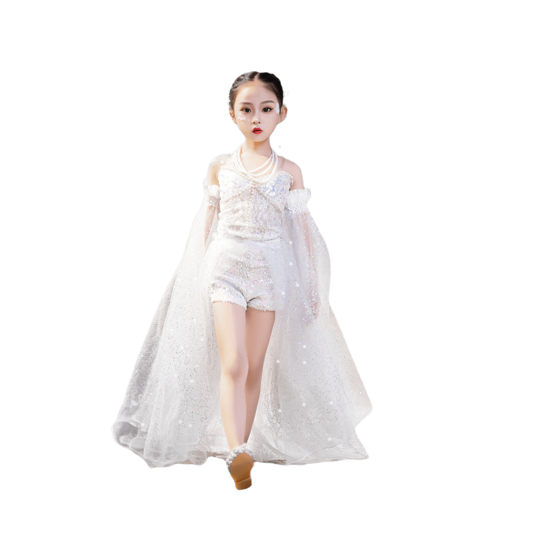 女童模特寫真拍照衣服潮童衣服走秀仙女套裝精靈優(yōu)雅甜酷風(fēng)夏禮服