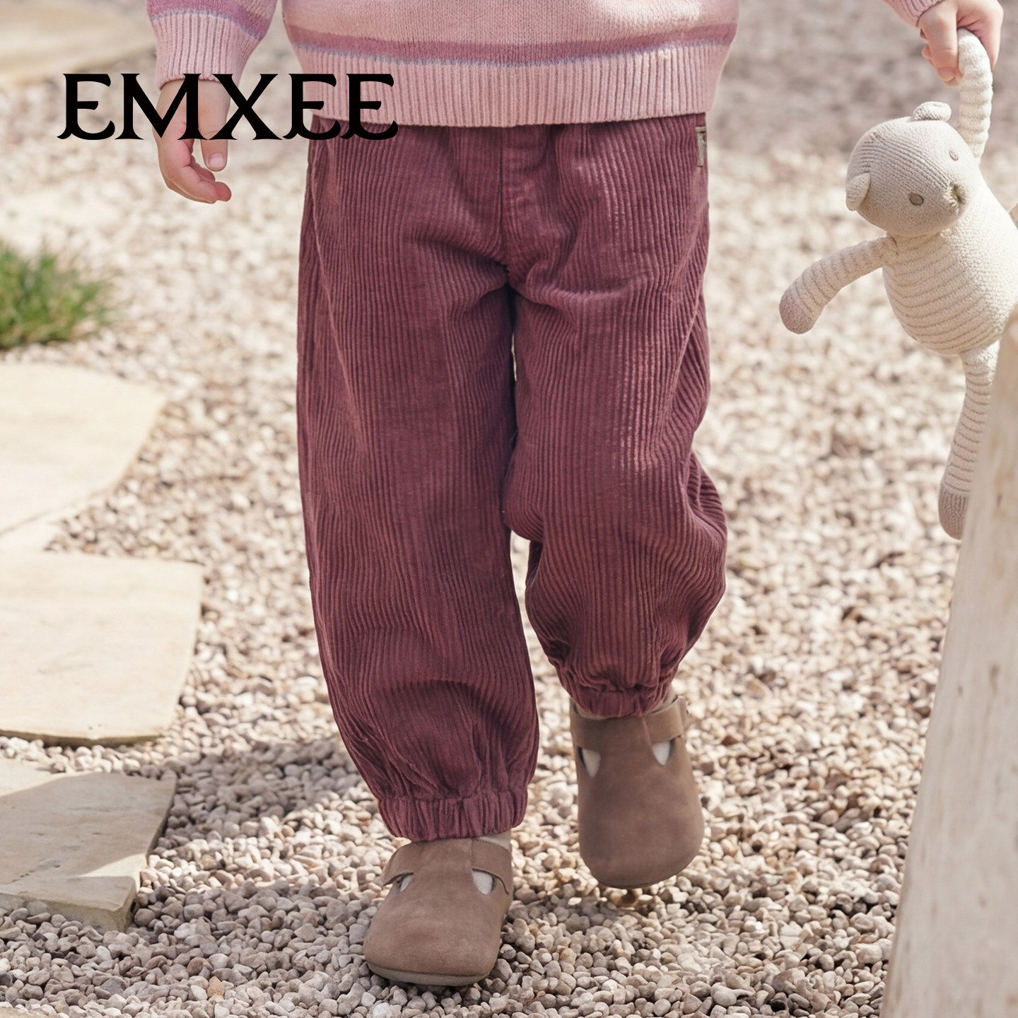 嫚熙童装儿童裤子2025新款秋季保暖灯芯绒宝宝长裤男女童百搭裤子