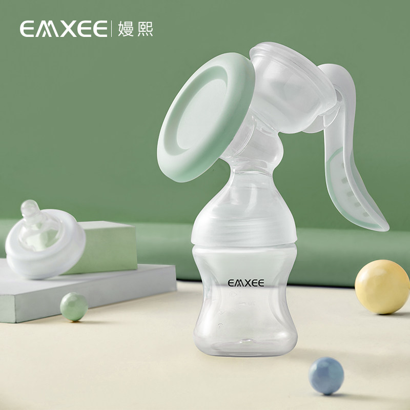 嫚熙手动吸奶器吸力大手动式单边集奶静音集乳器母乳收集接奶器