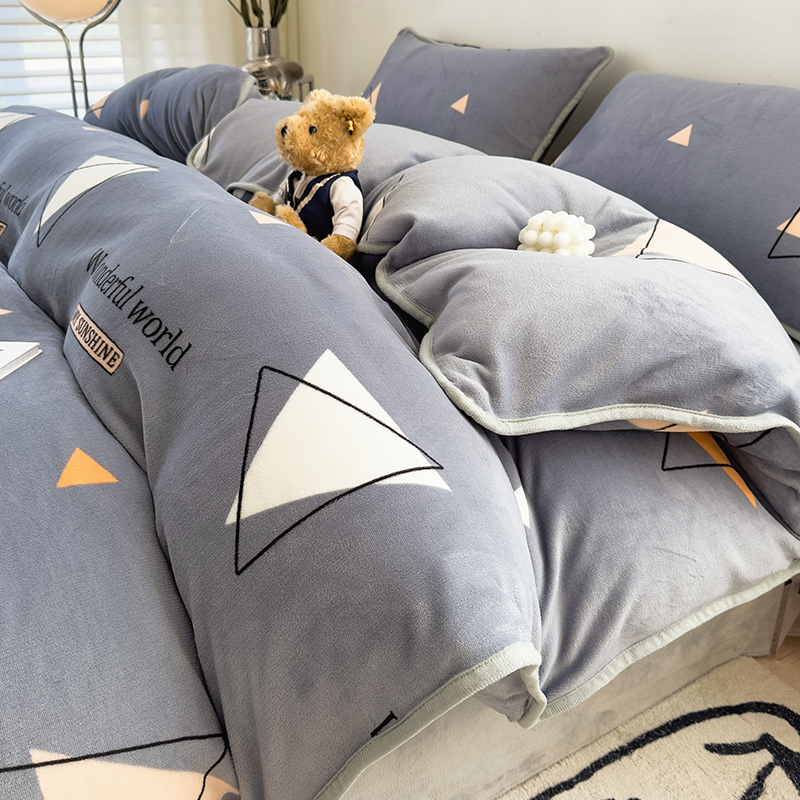 牛奶绒被套冬季加绒珊瑚绒被罩