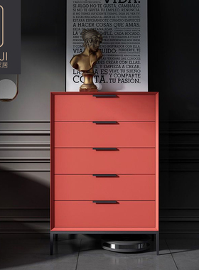 意式极简烤漆五六斗柜现代轻奢储物实木收纳北欧卧室床尾抽屉柜