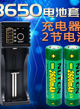 18650电池5号充电器手电筒3.7V可充电电池USB两槽充电器2节套装