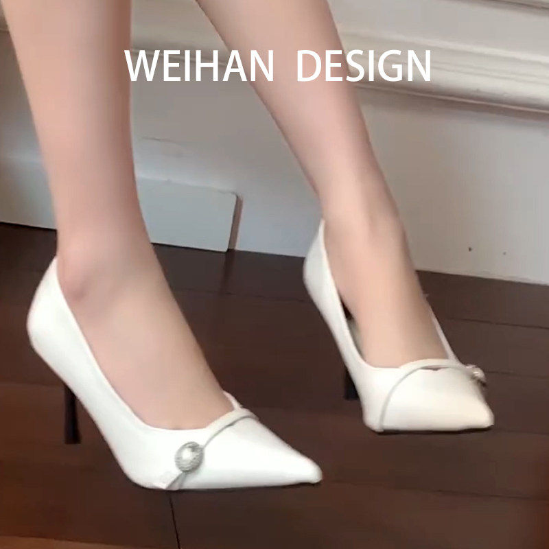 羊皮版！法式尖头浅口气质高跟鞋仙女配礼服宴会鞋不累脚外穿单鞋