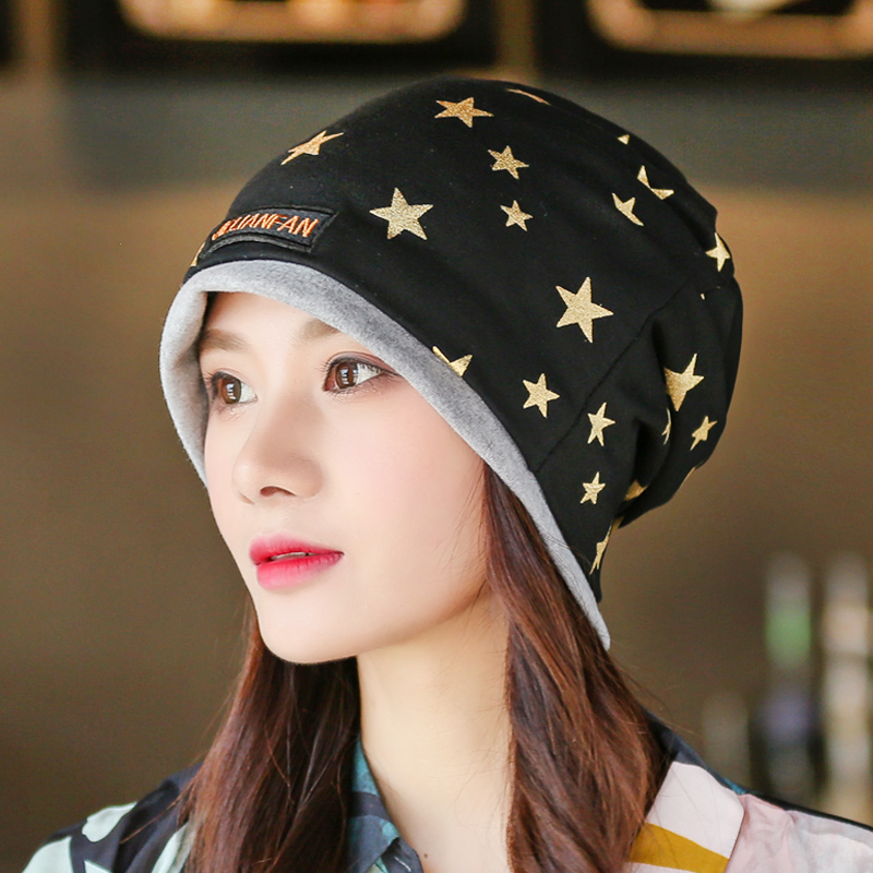帽子女士春秋韩版百搭套头帽保暖头巾月子帽脖套围巾帽睡帽包头帽
