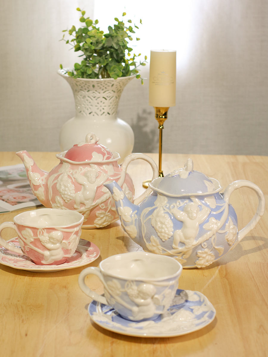 天使宫廷风法式咖啡杯碟家用小奢华欧式下午茶杯子水壶茶具套装 餐饮具 咖啡杯 原图主图