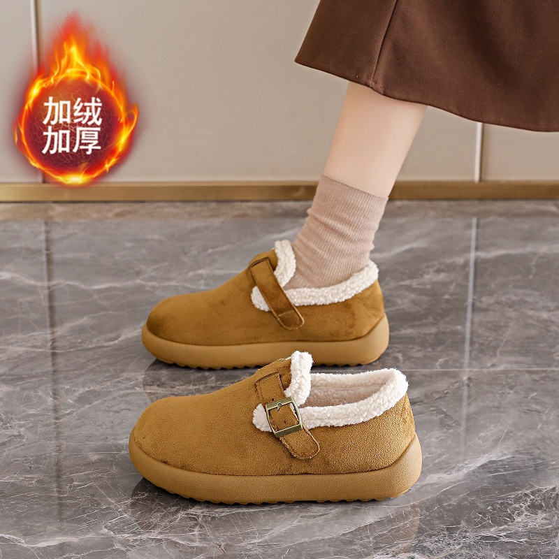 毛毛鞋加绒勃肯鞋保暖厚底棉鞋