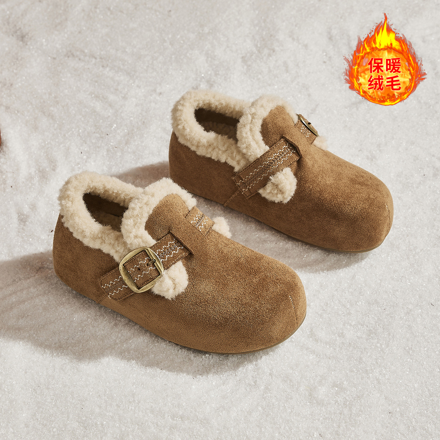 隐形内增高4CM加绒保暖勃肯鞋女