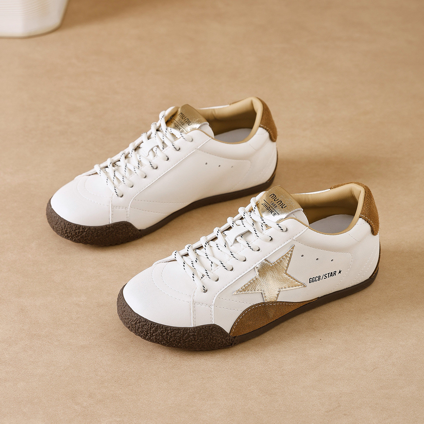 韩系德训鞋女2025秋季新款真皮复古百搭软底不累脚休闲运动星星鞋