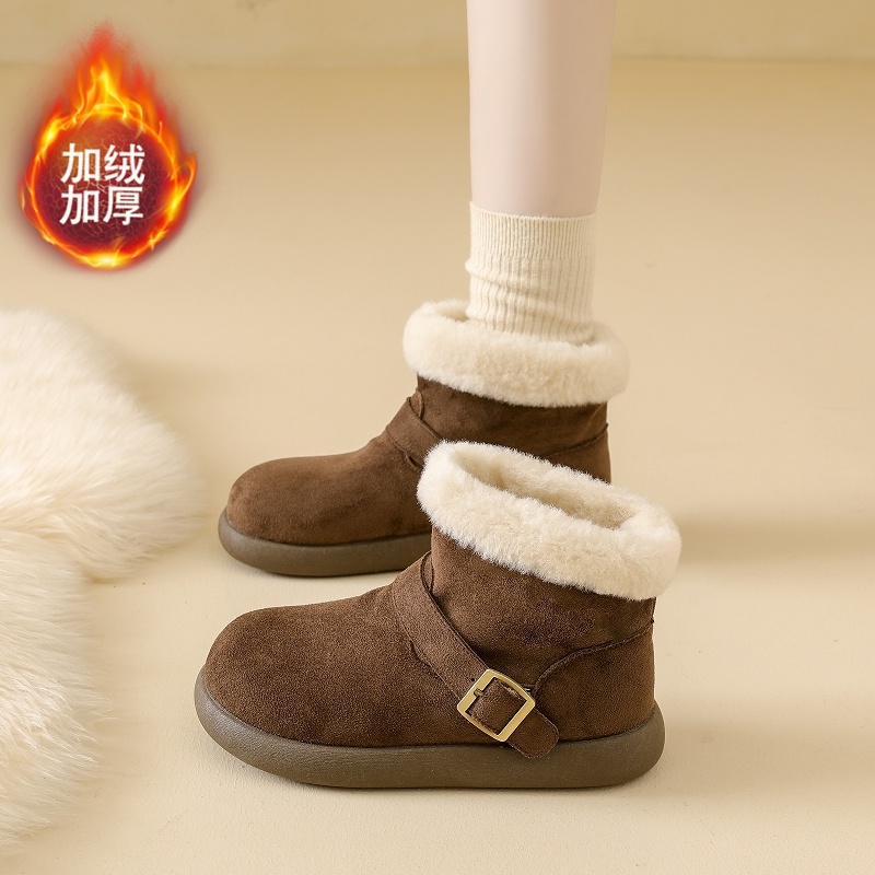复古咖色雪地靴女2025冬季新款