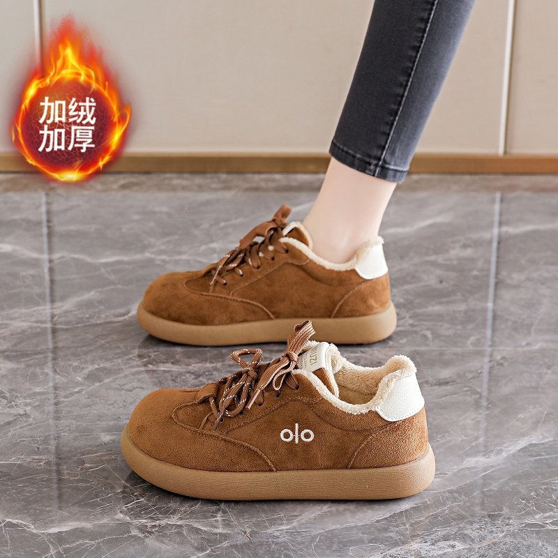 复古厚底勃肯鞋女2025冬季新款加绒保暖百搭轻便软底德训鞋运动鞋