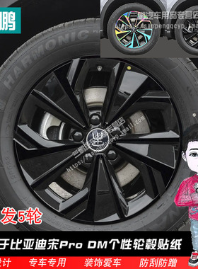 适用于比亚迪宋PRODMI轮毂车贴车轮炫酷七彩装饰汽车改装黑化贴膜
