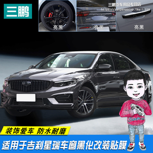 贴膜贴纸改色 适用于吉利星瑞黑武士中网前铲雾灯熏黑车窗黑化改装