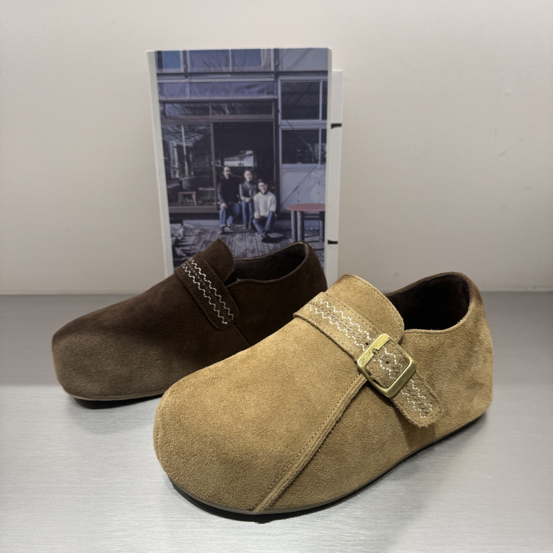 真皮勃肯鞋女魔术贴一脚蹬